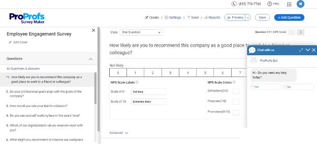 ProProfs Survey Maker screenshot - Le 10 migliori soluzioni per colloqui di uscita nel 2026