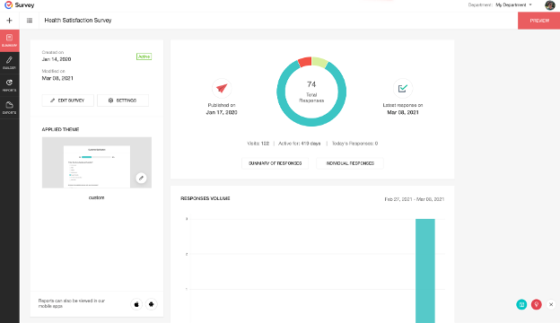 Zoho Survey screenshot - Le 10 migliori soluzioni per colloqui di uscita nel 2026