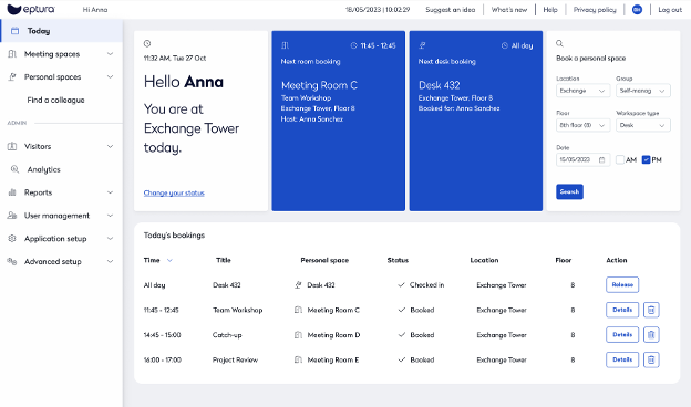 Eptura Engage screenshot - Le 10 Migliori Soluzioni Software AI per la Prenotazione di Postazioni Lavoro nel 2026