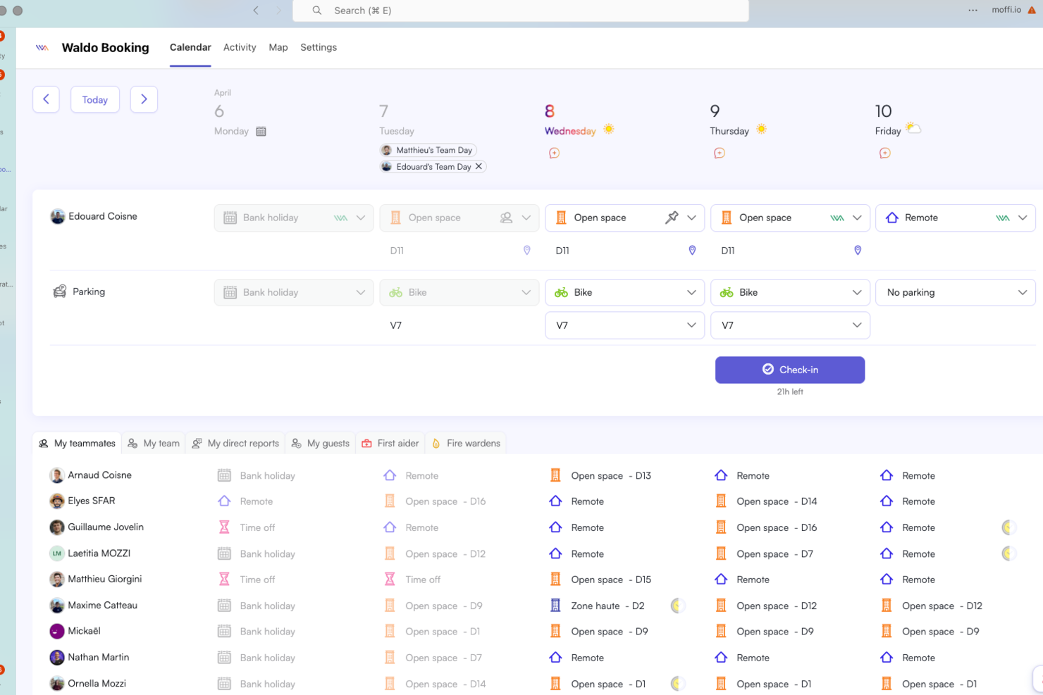 Waldo by MOFFI screenshot - Le 10 Migliori Soluzioni Software AI per la Prenotazione di Postazioni Lavoro nel 2026