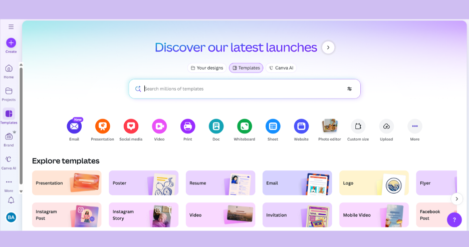 Canva screenshot - Le 10 Migliori Soluzioni di Intelligenza Artificiale per le Aziende Recensite nel 2026