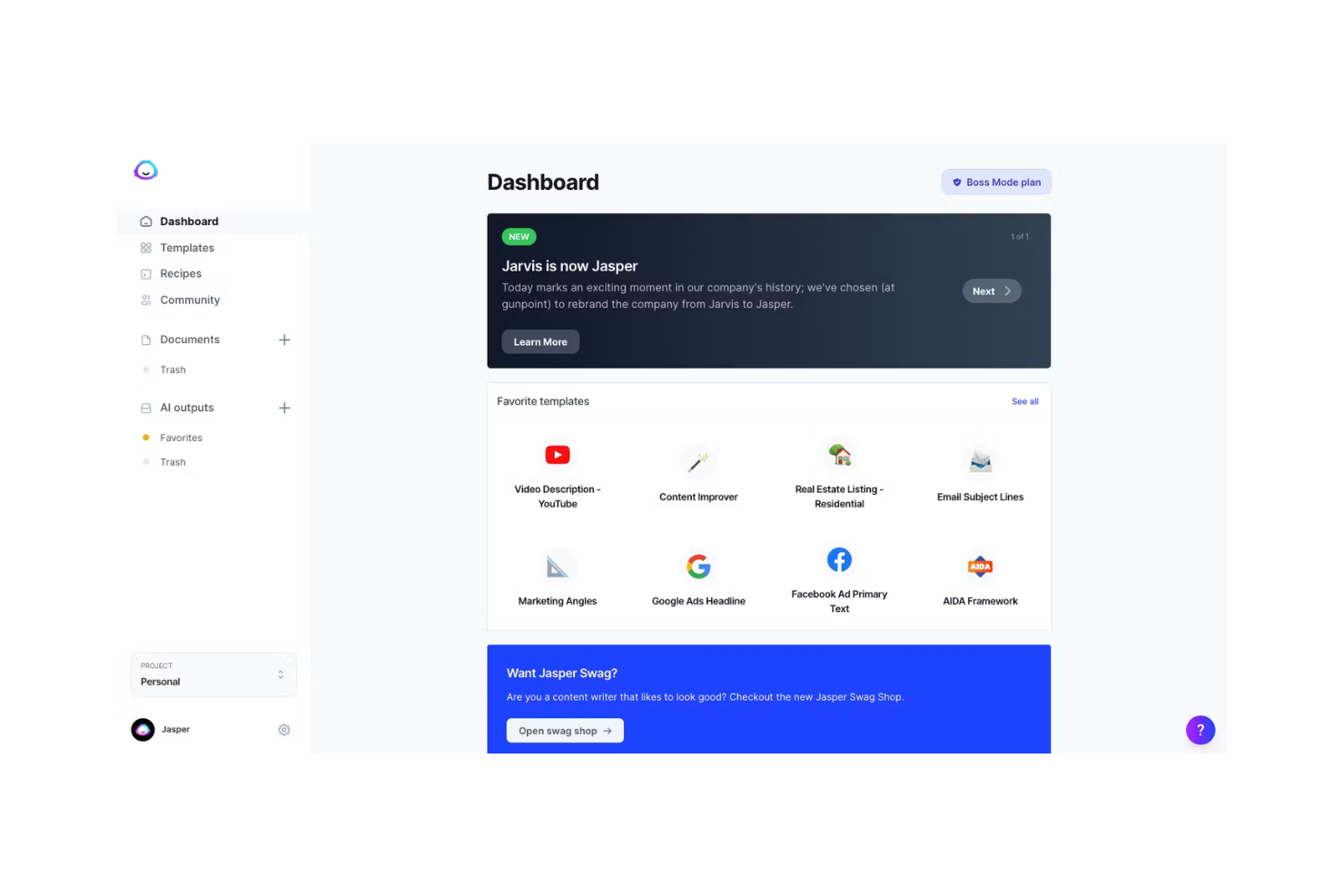 Jasper AI screenshot - I 10 migliori strumenti di strategia IA recensiti nel 2026