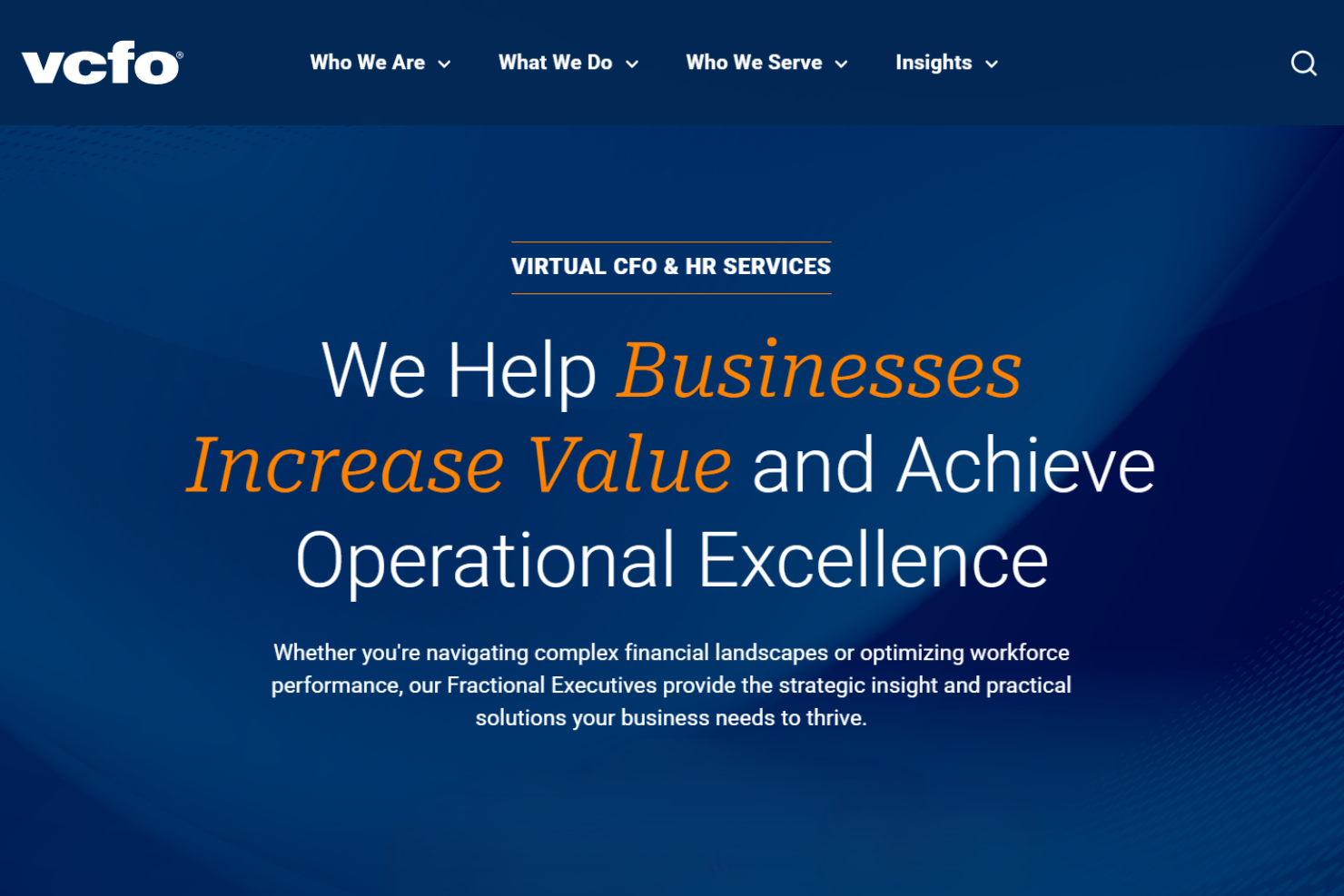 vcfo screenshot - 10 migliori aziende di consulenza HR a Dallas recensite nel 2026