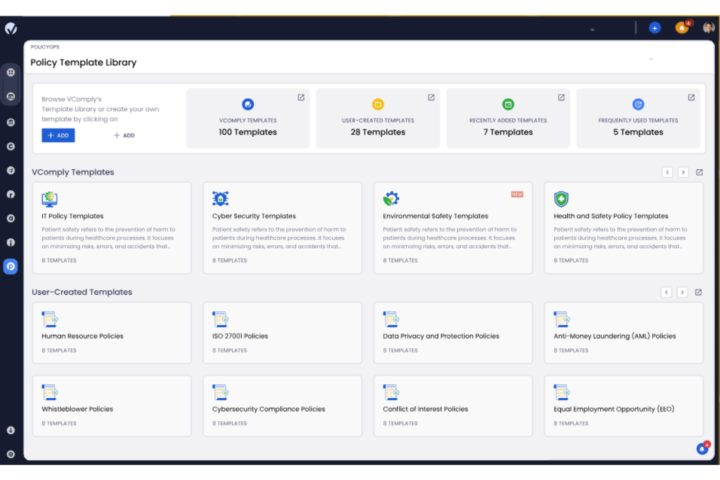 VComply screenshot - I 10 Migliori Software per la Gestione delle Policy del 2026: Recensione