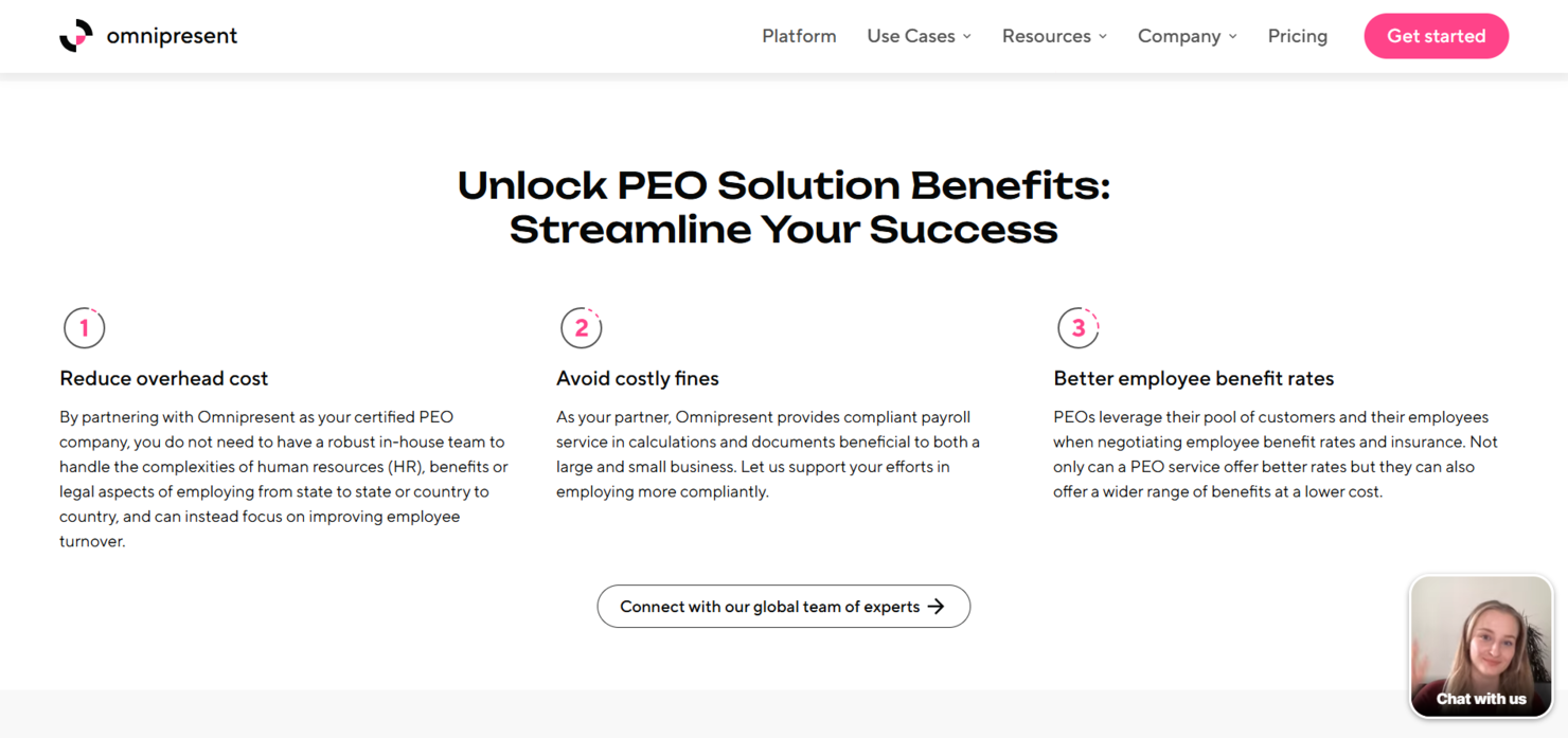 Omnipresent screenshot - 10 migliori soluzioni PEO globali del 2026: Recensione