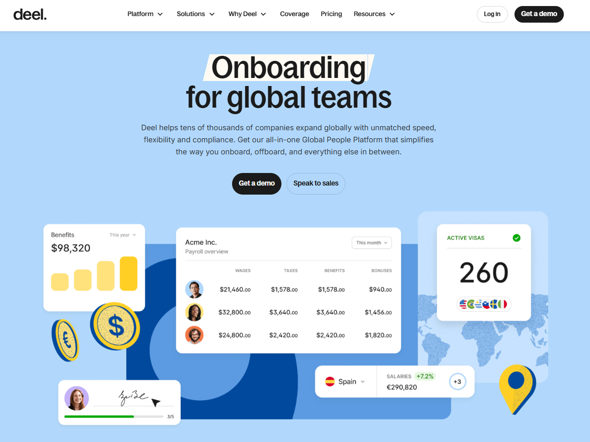 Deel Hire screenshot - 10 migliori soluzioni PEO globali del 2026: Recensione