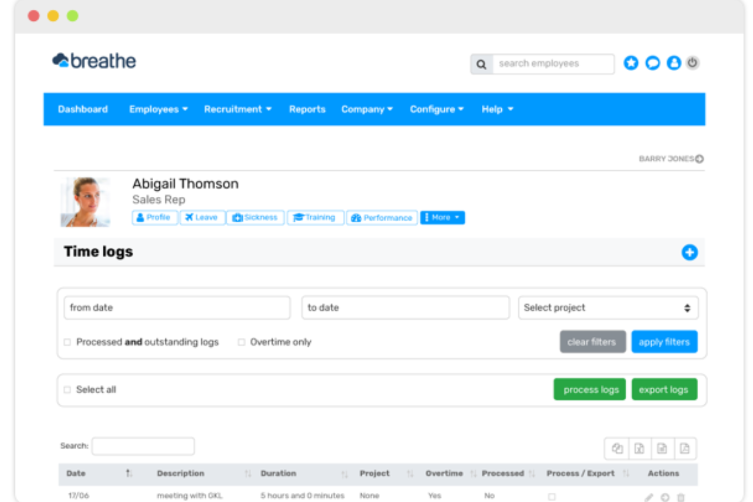 Breathe HR screenshot - I 10 Software HR per Studi Legali nel 2026