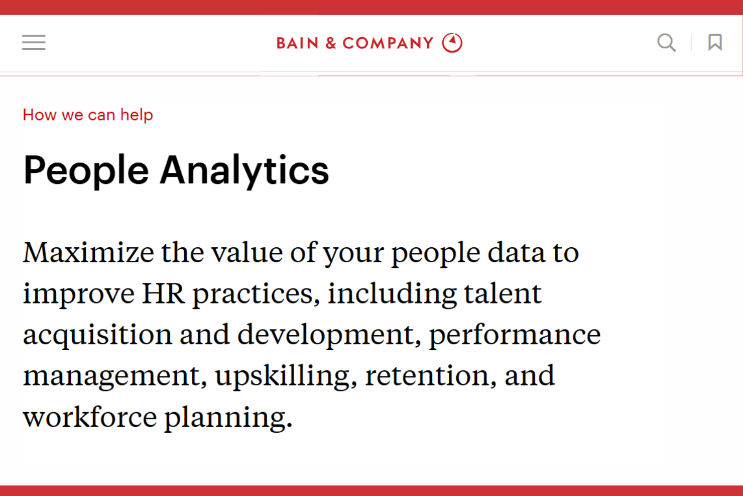 Bain &amp; Company screenshot - 10 Migliori Servizi di Analisi HR del 2026: Recensione