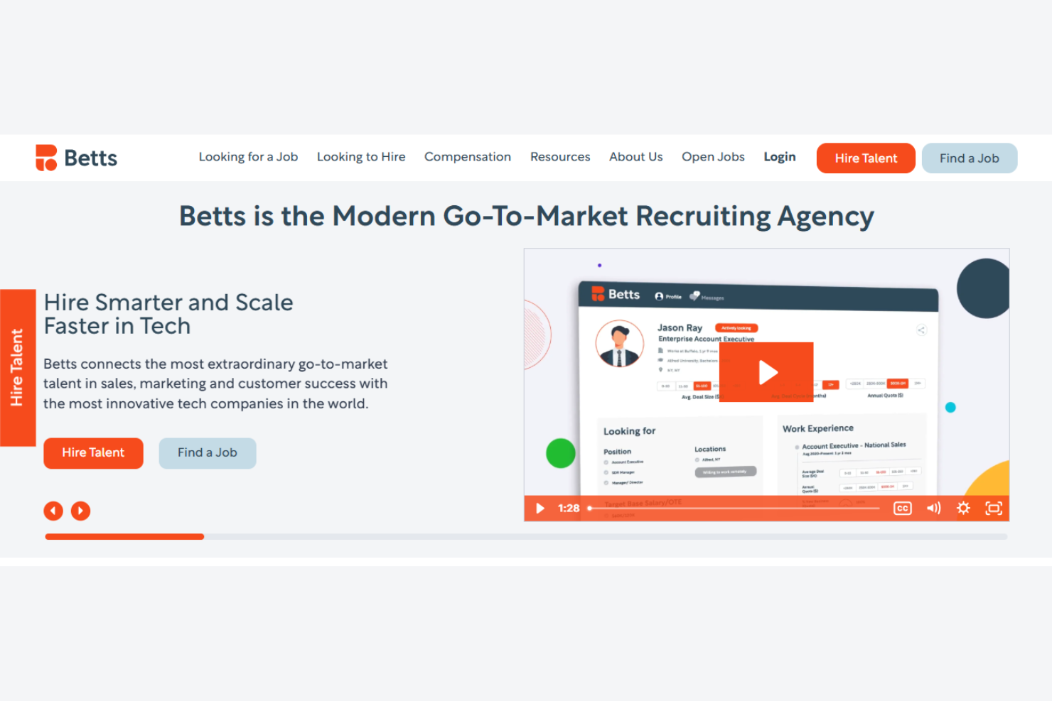 Betts Recruiting screenshot - 10 migliori agenzie di reclutamento di New York recensite nel 2026