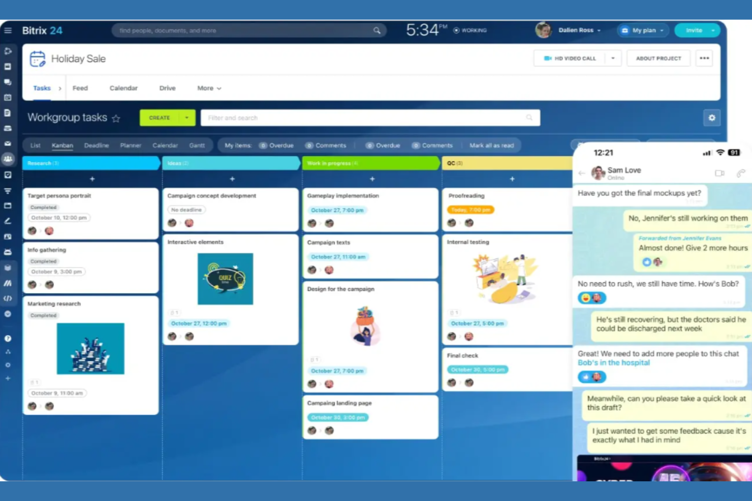 Bitrix24 screenshot - Le 10 migliori soluzioni gratuite di software per la gestione dei talenti recensite nel 2026