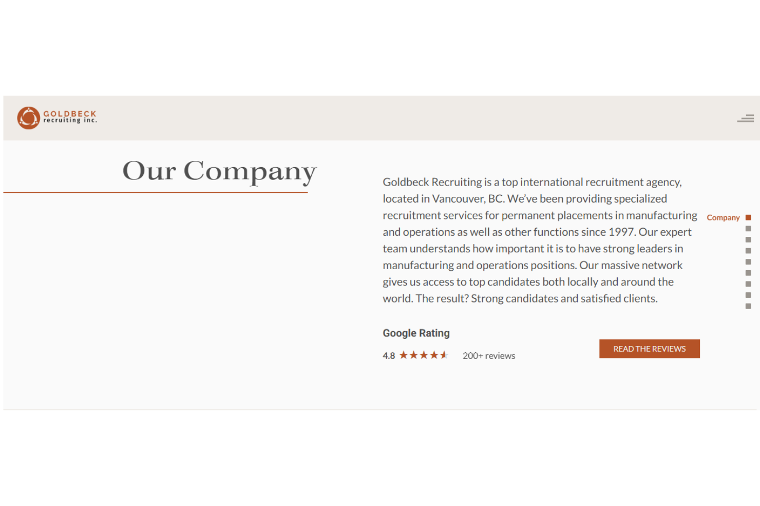 Goldbeck Recruiting screenshot - 10 migliori società di ricerca e selezione del personale nel settore manifatturiero recensite nel 2026