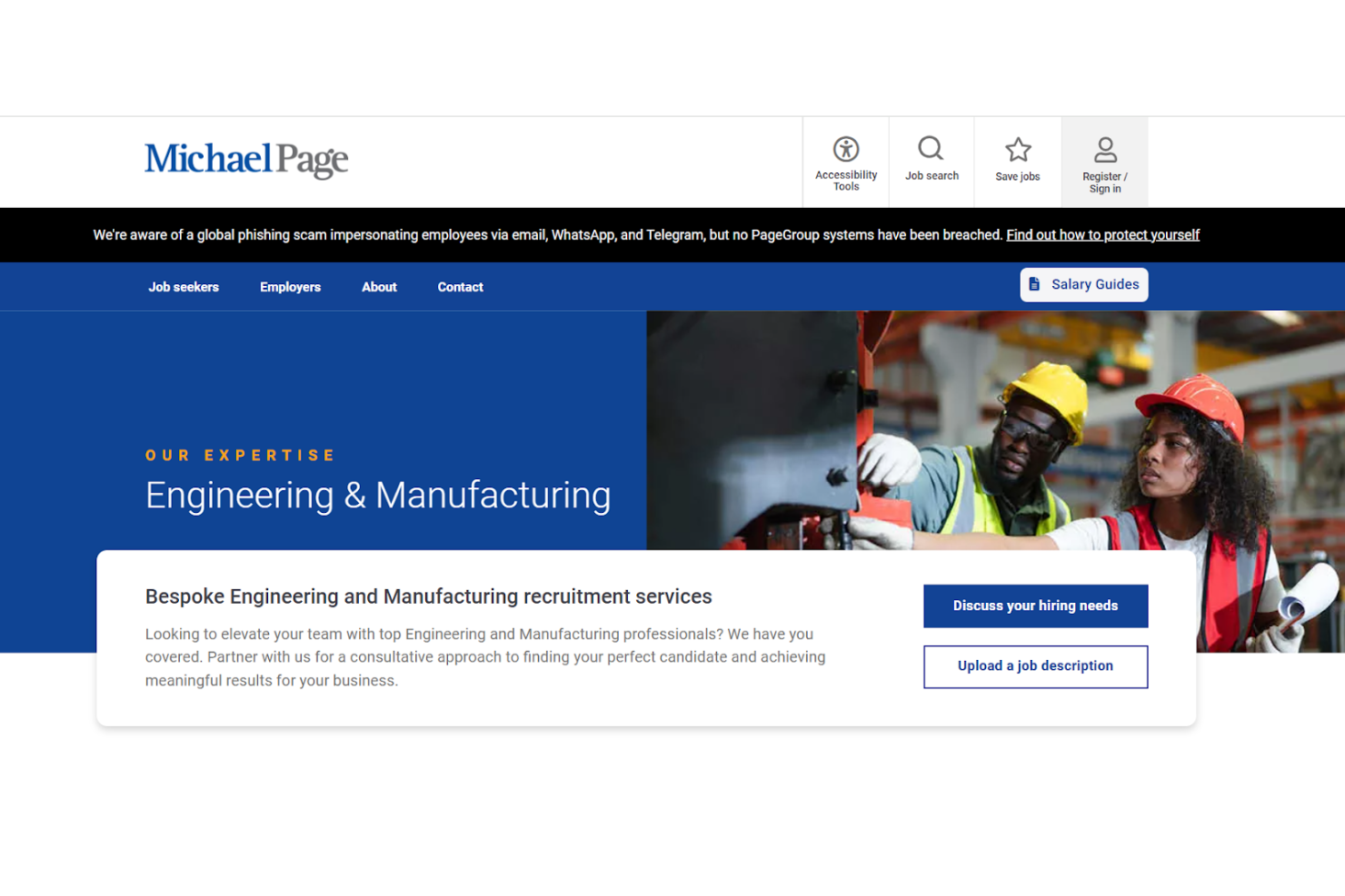 Michael Page screenshot - 10 migliori società di ricerca e selezione del personale nel settore manifatturiero recensite nel 2026