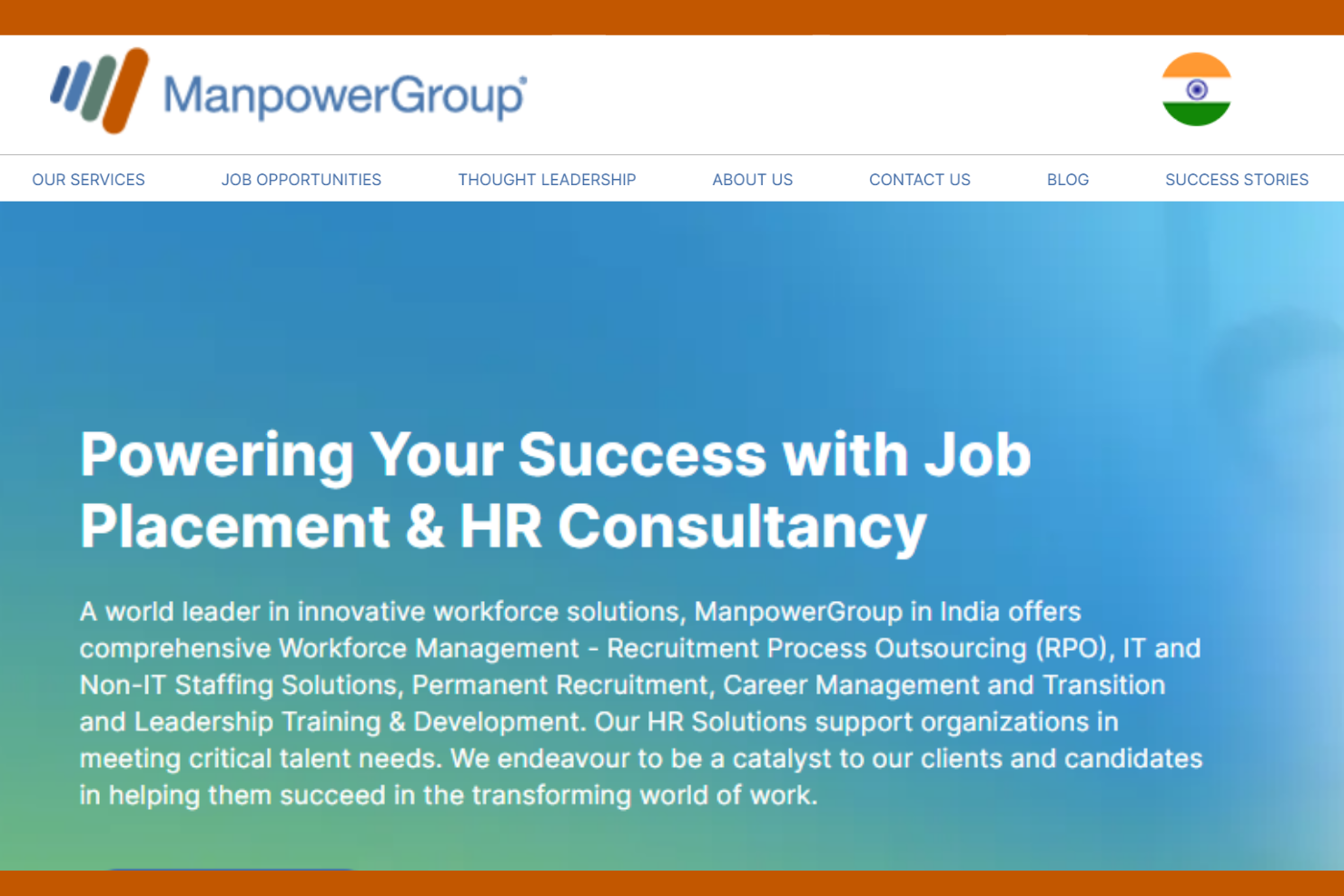 ManpowerGroup screenshot - 10 Migliori Società di Consulenza HR in India Recensite nel 2026
