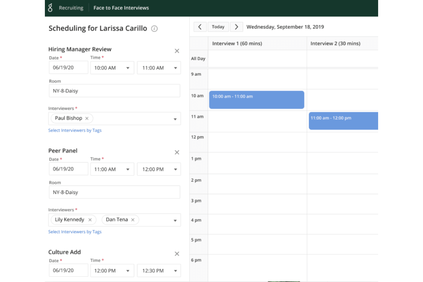Greenhouse screenshot - I 10 migliori software per la programmazione di colloqui per l’assunzione nel 2026