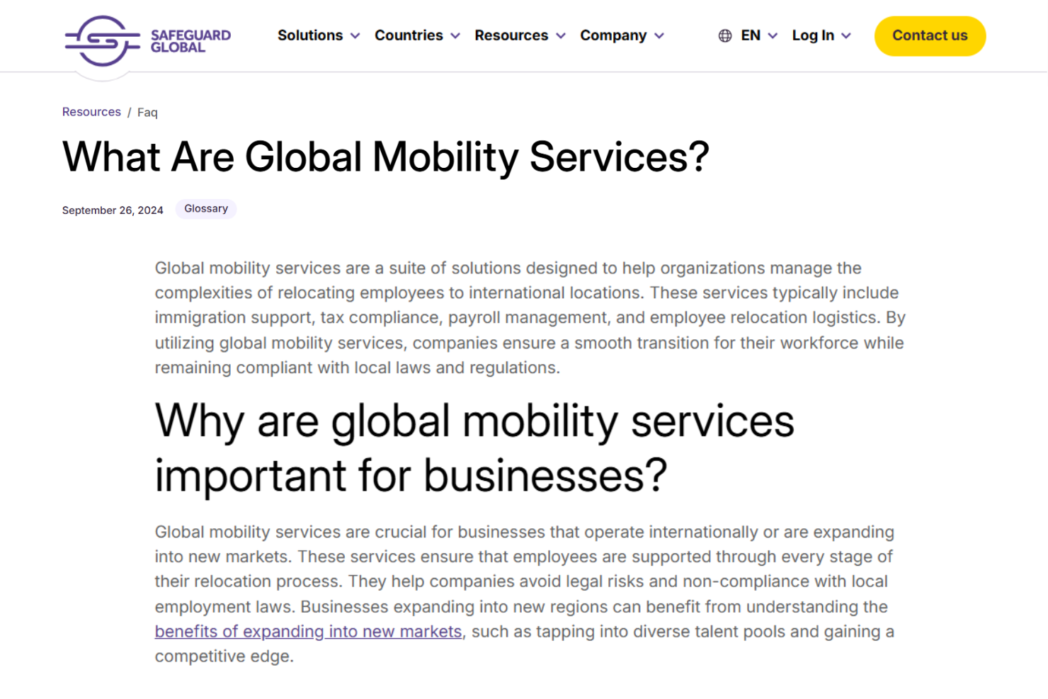 Safeguard Global screenshot - 10 Migliori Servizi di Mobilità Globale Recensiti nel 2026