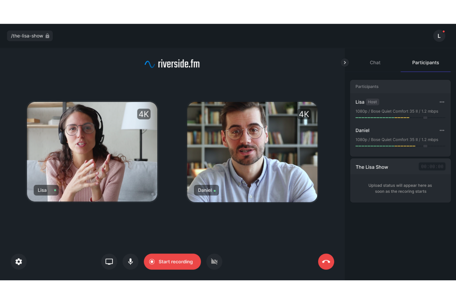 Riverside screenshot - I 10 migliori software per videoconferenze del 2026