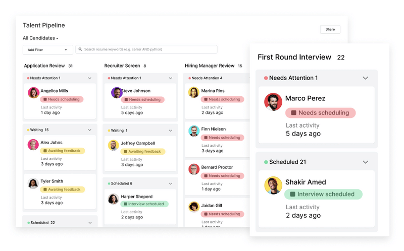 Gem screenshot - Le 10 Migliori Soluzioni Software per il Reperimento di Candidati nel 2026