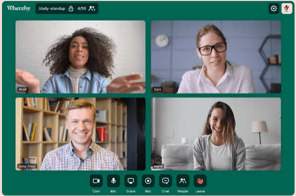 Whereby screenshot - I 10 migliori software per videoconferenze del 2026