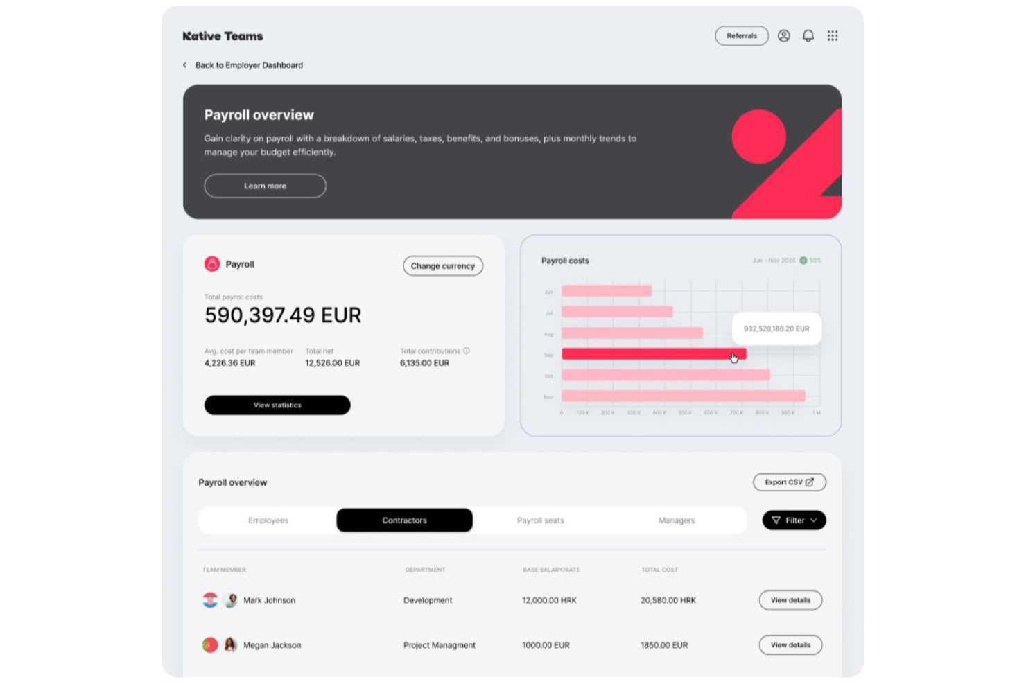Native Teams screenshot - 10 migliori concorrenti e alternative a Deel del 2026: recensione e confronto