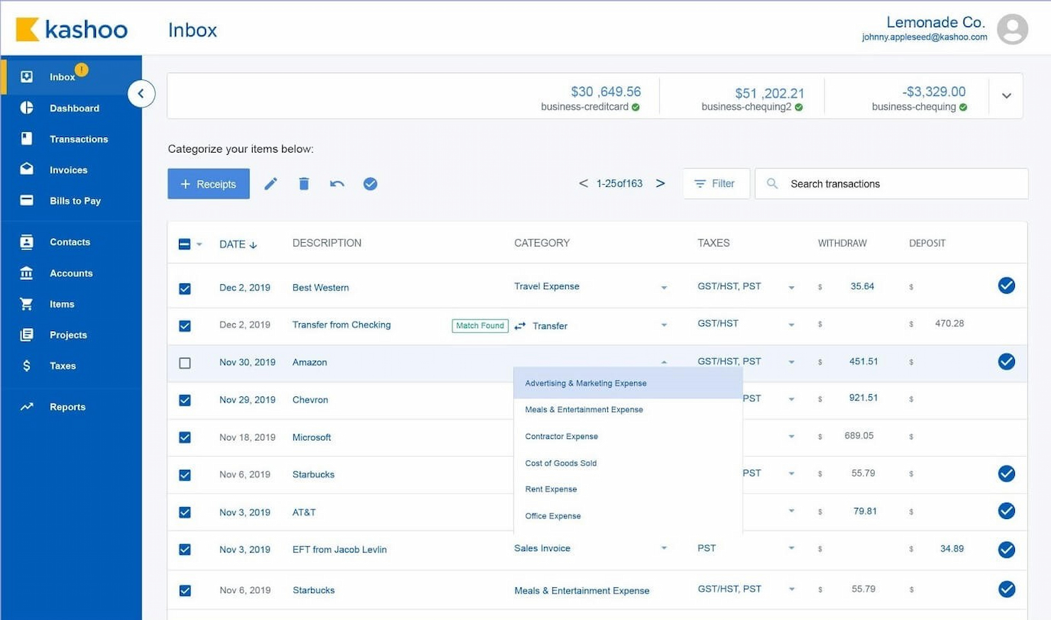Kashoo screenshot - Le 10 migliori alternative a QuickBooks Online del 2026