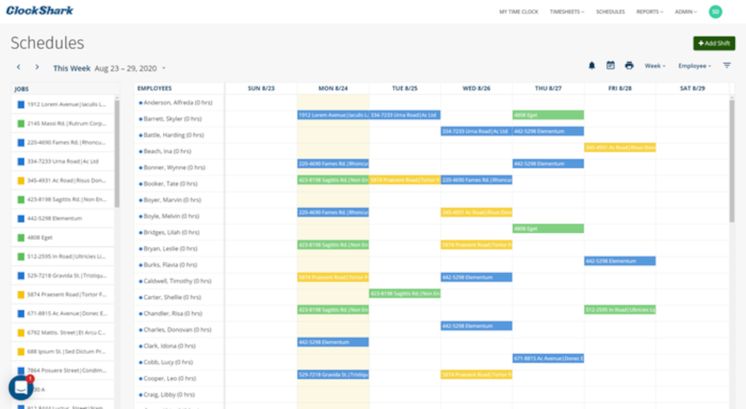 ClockShark screenshot - Le 10 Migliori Soluzioni per la Pianificazione dei Turni dei Dipendenti del 2026