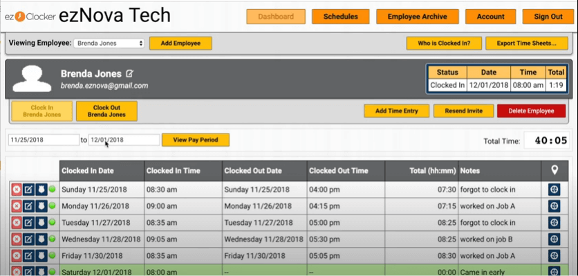 ezClocker screenshot - 10 Migliori Software di Pianificazione dei Turni per Piccole Imprese