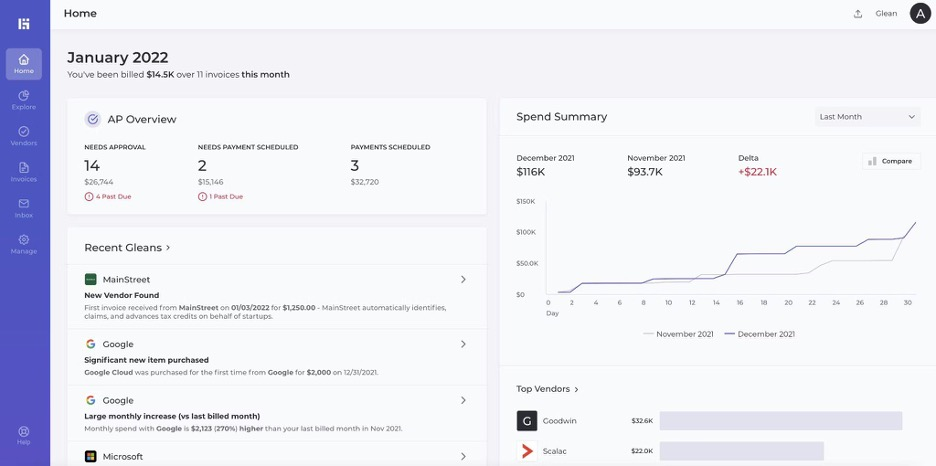 Glean screenshot - Le 10 migliori piattaforme di gestione della conoscenza basate su AI recensite nel 2026