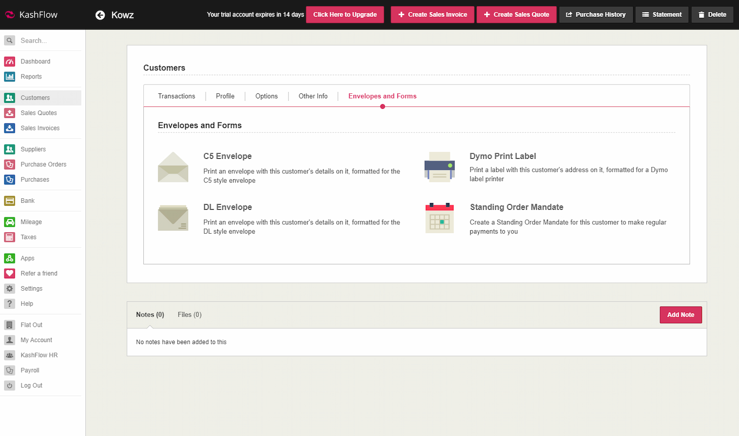 KashFlow screenshot - Le 10 migliori alternative a QuickBooks Online del 2026