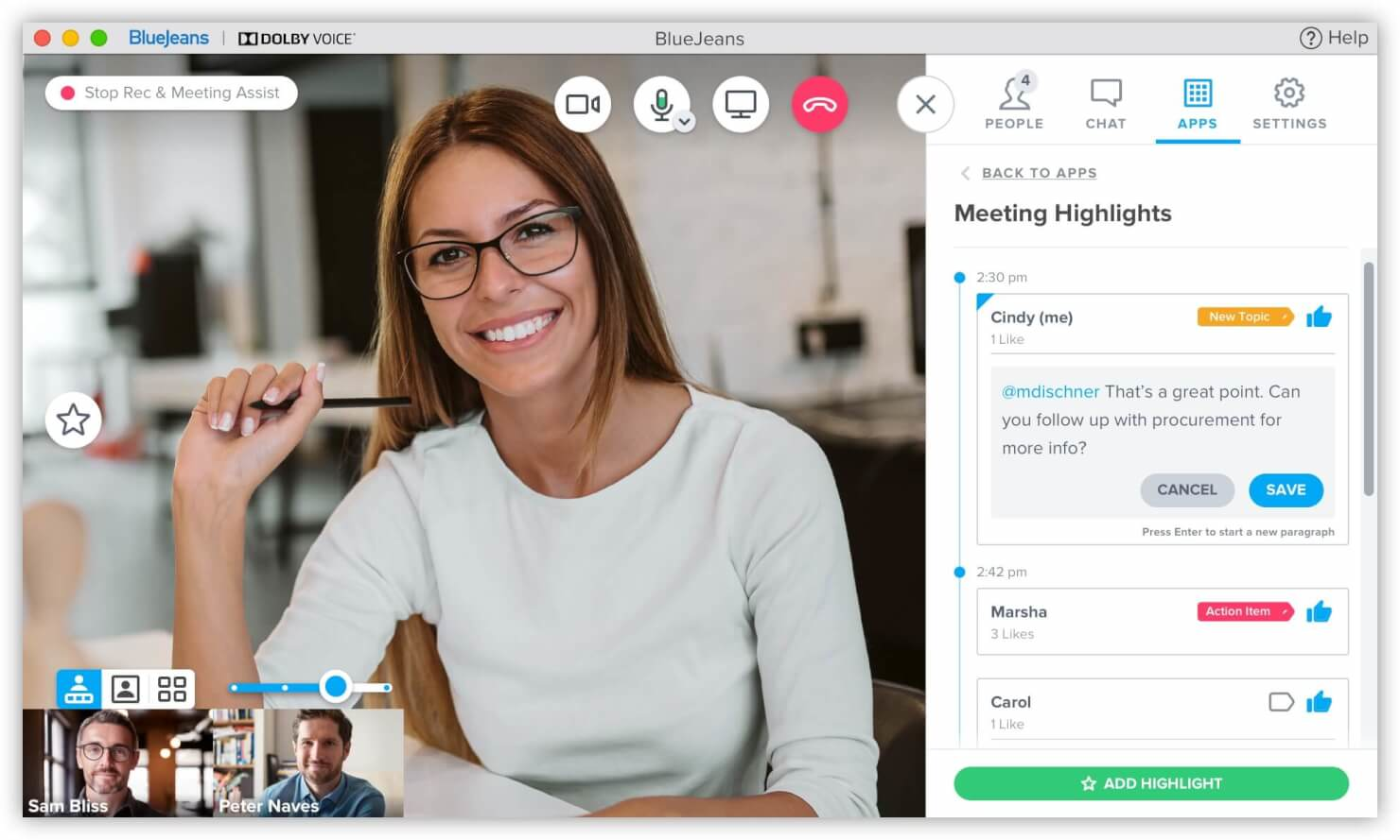 Blue Jeans Network screenshot - I 10 migliori software per videoconferenze del 2026