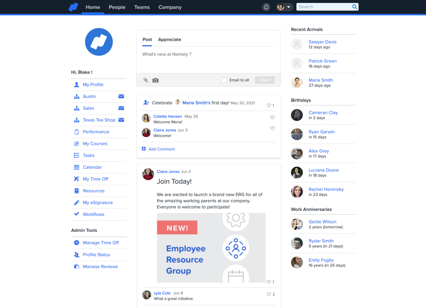 Namely screenshot - Le 10 migliori soluzioni di sistemi informativi del personale recensite nel 2026