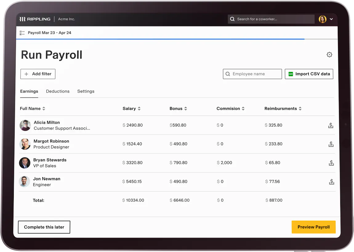 Rippling screenshot - Le 10 Migliori Soluzioni Employer of Record (EOR) nel 2026: Recensite e Confrontate