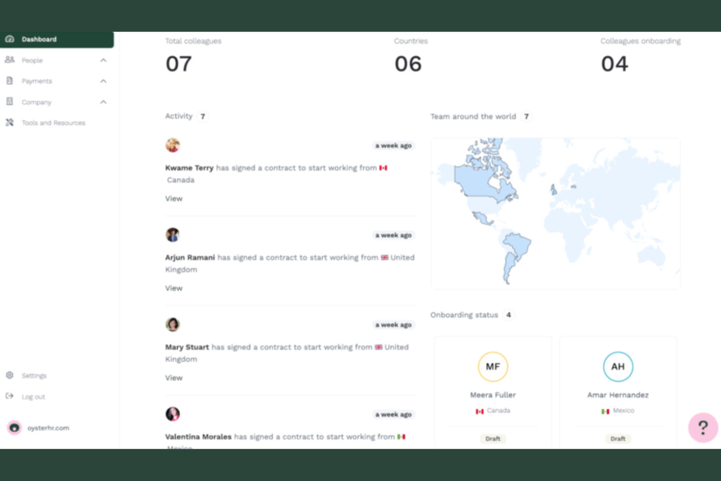 Oyster screenshot - Los 10 mejores servicios de empleador de registro en Paraguay en 2026