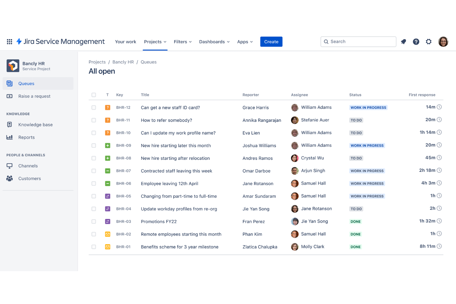 Jira Service Management screenshot - Los 9 Mejores Software de Gestión de Proyectos de RRHH en 2026