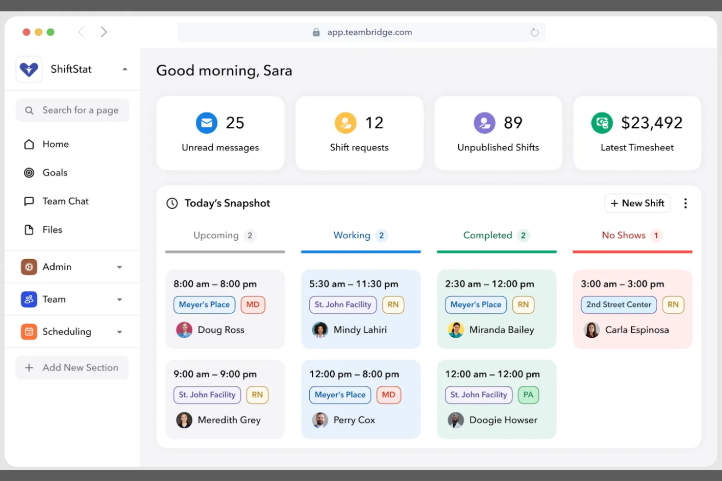TeamBridge screenshot - 10 Mejores Soluciones de Software para la Gestión de Ausencias en 2026