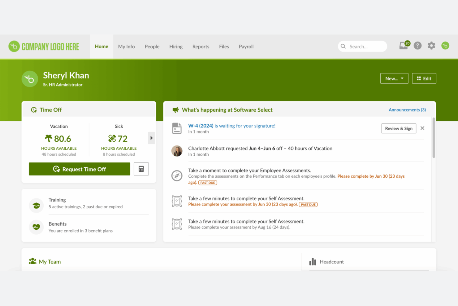 BambooHR screenshot - 10 Mejores Software de RRHH Todo en Uno Analizados en 2026