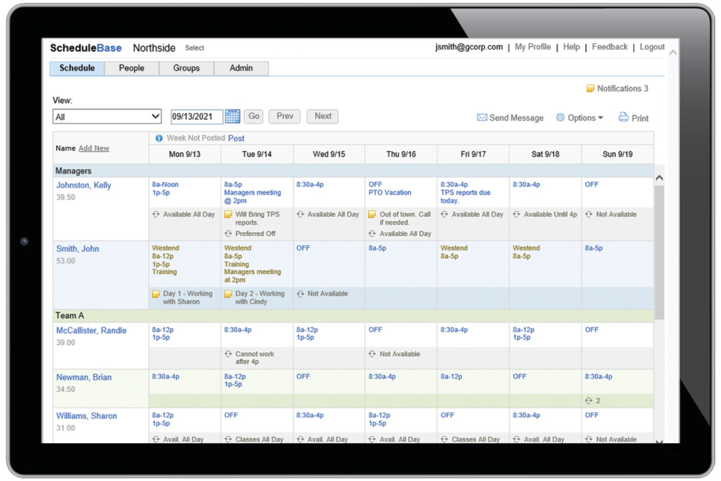 ScheduleBase screenshot - 15 Mejores Programas de Planificación de Empleados para la Construcción Analizados en 2026