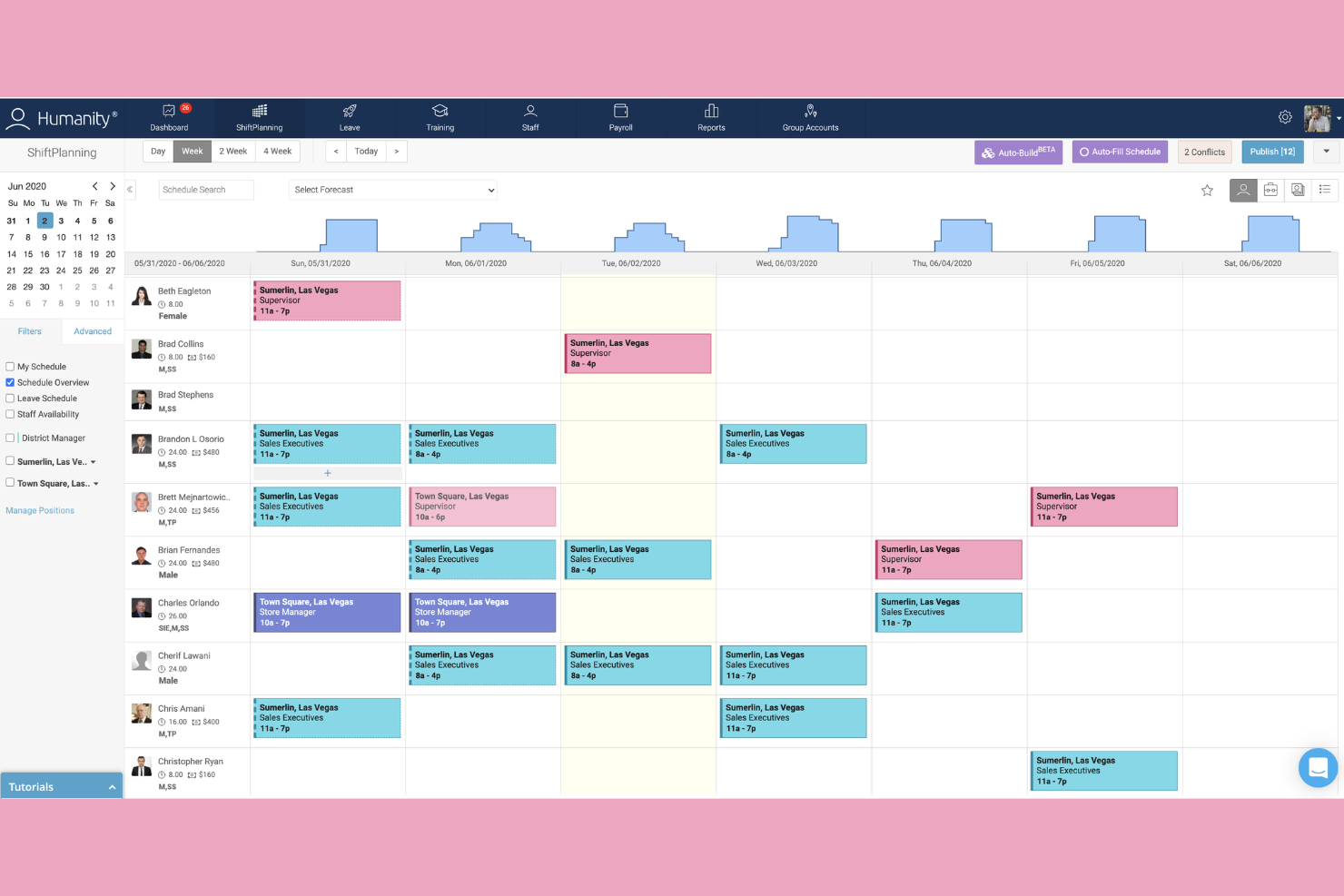 Humanity Schedule screenshot - 17 Mejores Programas de Autoprogramación de Turnos para Empleados Analizados en 2026