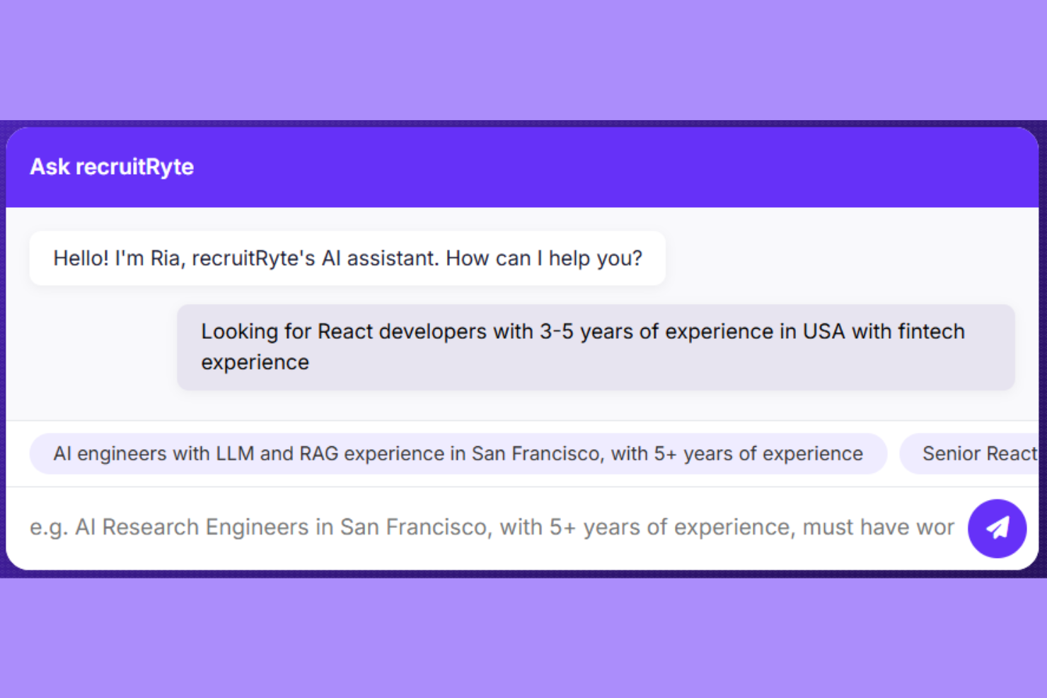recruitRyte screenshot - 10 mejores herramientas de búsqueda de talento con IA revisadas en 2026