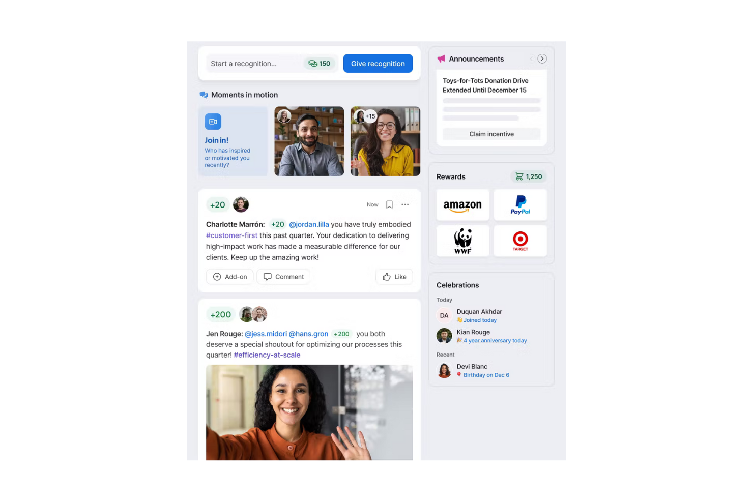 Bonusly screenshot - Las 10 Mejores Plataformas de Incentivos para Empleados con IA Analizadas en 2026