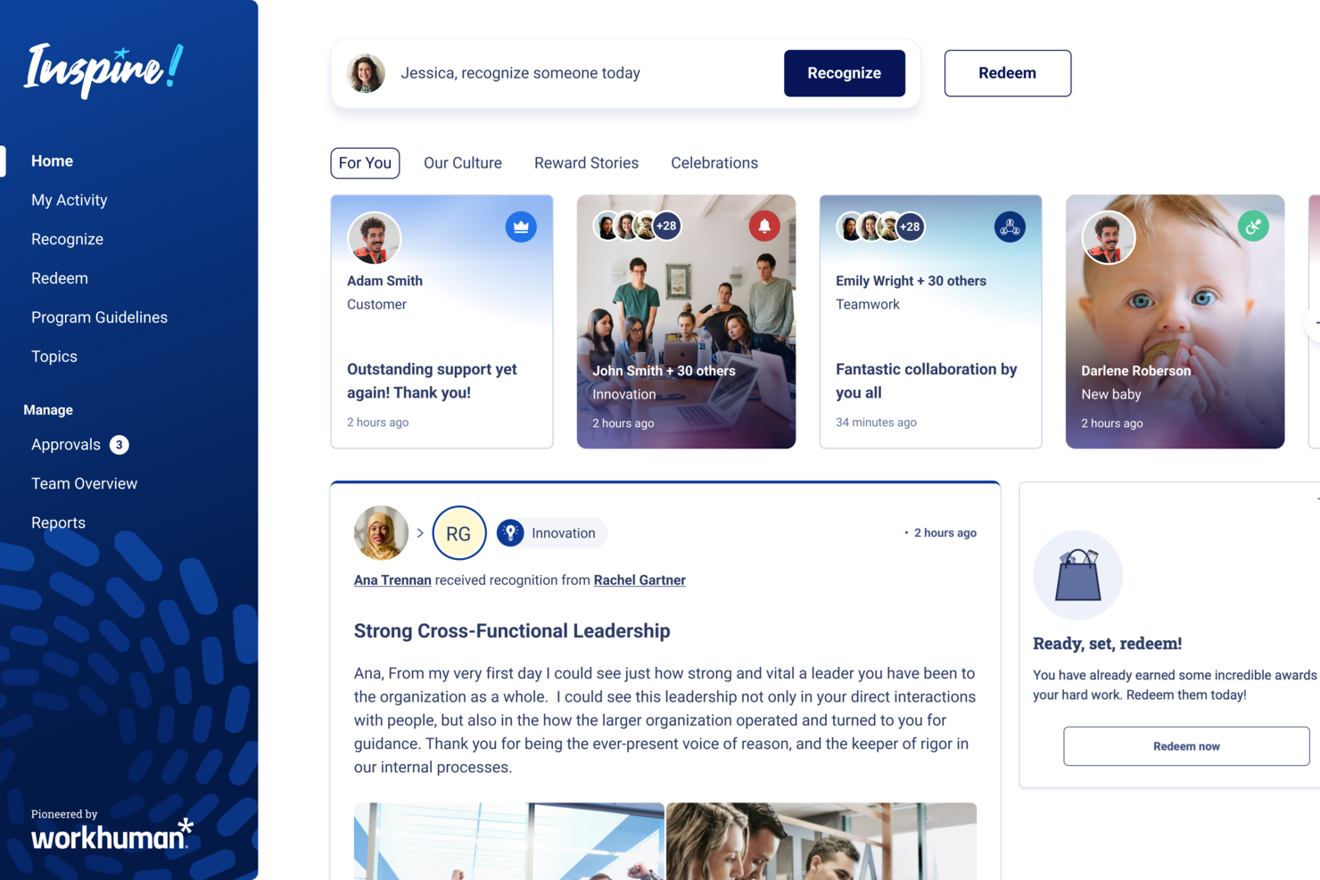 Workhuman screenshot - Las 10 Mejores Plataformas de Incentivos para Empleados con IA Analizadas en 2026