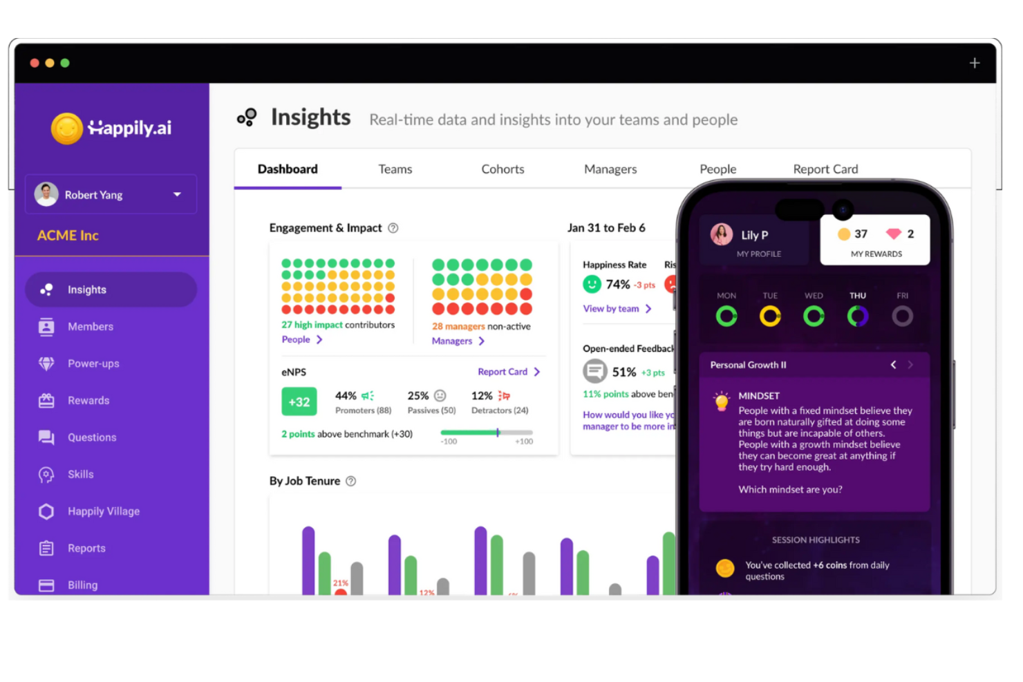 Happily.ai screenshot - Las 10 Mejores Plataformas de Incentivos para Empleados con IA Analizadas en 2026