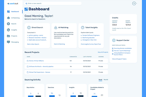 SeekOut screenshot - 10 mejores herramientas de búsqueda de talento con IA revisadas en 2026