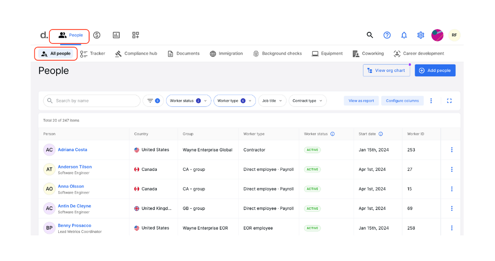 Deel HR screenshot - 10 Mejores Software de Gestión de RRHH con IA Revisados en 2026