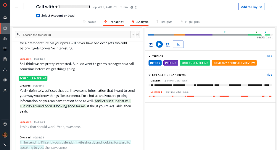 Avoma screenshot - 10 mejores herramientas de asistentes de reuniones con IA analizadas en 2026