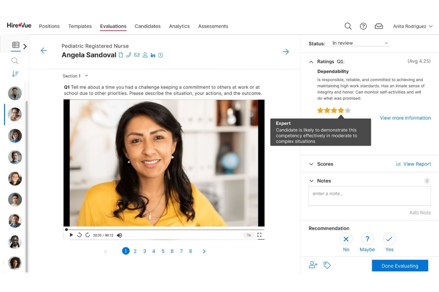 HireVue screenshot - Las 10 mejores plataformas de entrevistas con IA analizadas en 2026