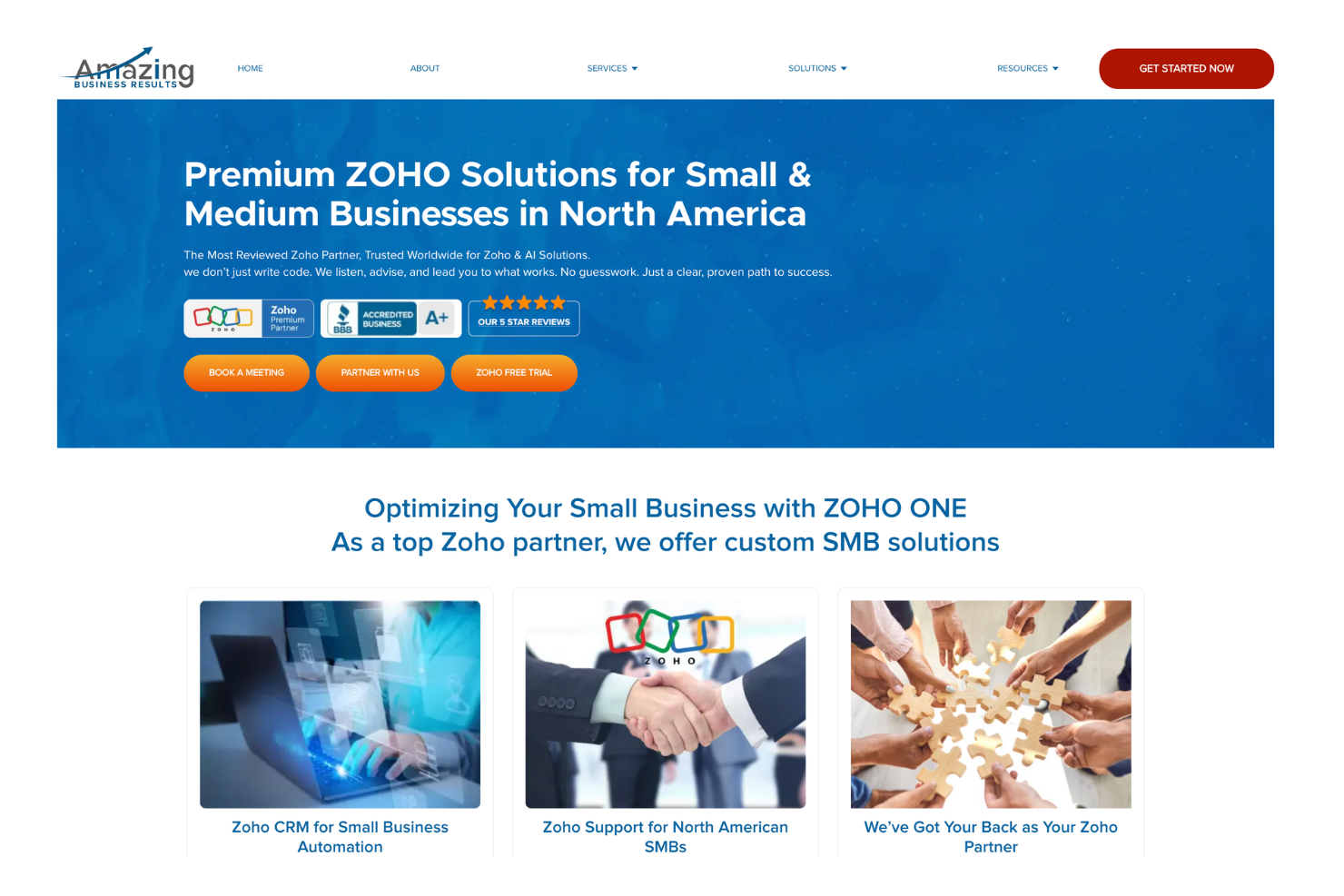 Amazing Business Results screenshot - Los 10 mejores socios de Zoho People para 2026