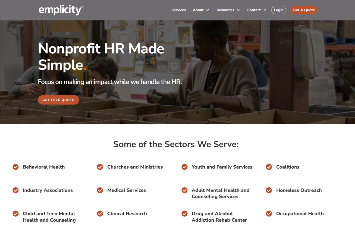 Emplicity screenshot - 10 mejores servicios de RR. HH. para organizaciones sin fines de lucro analizados en 2026