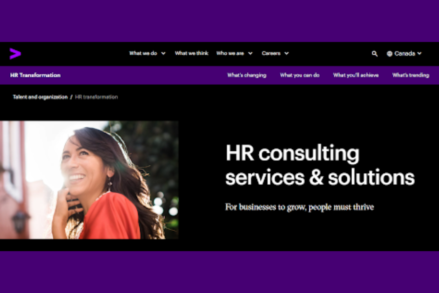 Accenture screenshot - 10 mejores empresas de consultoría en tecnología de RR. HH. de 2026: reseña