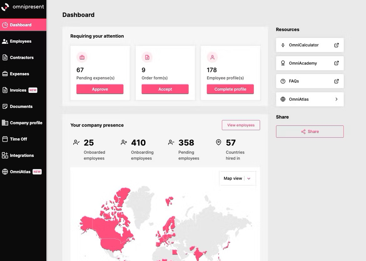 Omnipresent screenshot - Las 10 mejores alternativas a Oyster HR de 2026: reseña