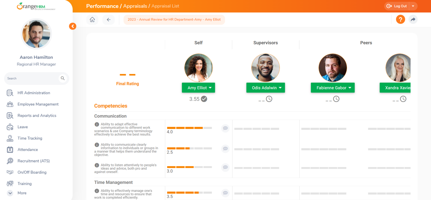 OrangeHRM screenshot - 10 mejores sistemas de información de empleados revisados en 2026